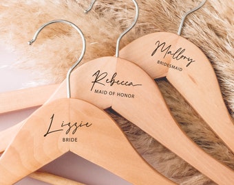 Custom Bridesmaid Hangers | Bridesmaid Gifts | Hangers for Wedding Dress | Name Engraved Wooden Hanger | Bridal Hanger | Maid of Honor Gifts