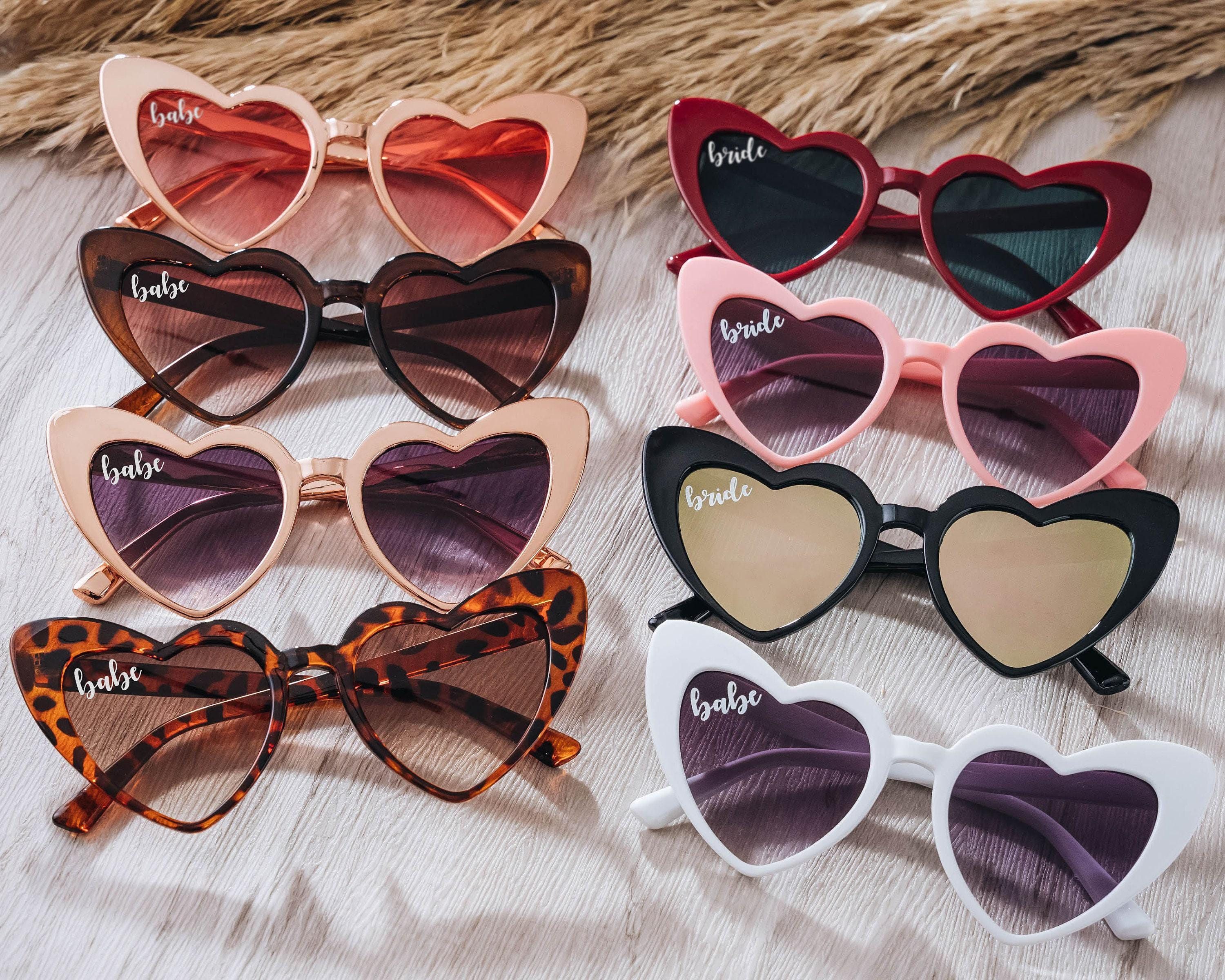 Set Di 8 Occhiali Da Sole A Forma Di Cuore Per Addio Al Nubilato | Regali Damigelle In PVC | Decorazioni Feste Rosa - 4