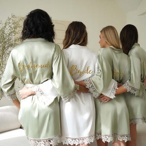 Bridal Party Robes, Personalized Bridesmaid Gift, Monogrammed Satin, Getting Ready Robe, Bride Robe, Bridal Shower, Bachelorette [SCL] image 10