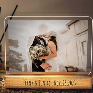 Wedding Gift Photo Night Light, Personalized Couple Gifts, Custom Picture LED Lamp, Wedding Gift for Bride and Groom, Home Decor Keepsake