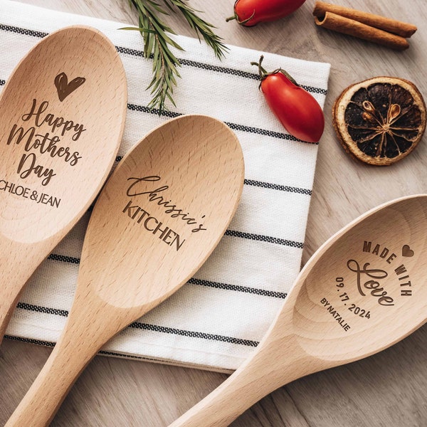 Custom Wood Spoon | Christmas Gifts for Grandma | Personalized Mothers Day Gift | Housewarming Gift | Unique Holiday Gift for Mom