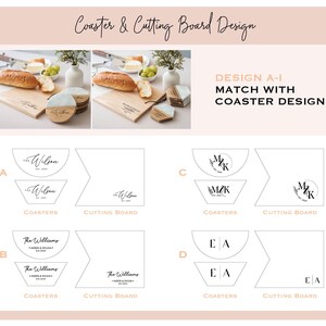 Custom Serving Tray, Wood Cutting Board, Marble Coaster Set: Wedding, Housewarming, Christmas image 4