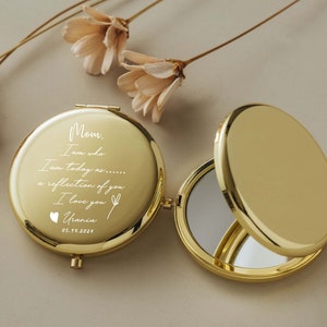 Custom Pocket Mirror | Personalized Compact Mirror | Custom Gifts for Mom from Daughter | Birthday Gift for Women | Engraved Compact Mirror