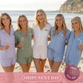 Soft Modal Lounge Set, Monogrammed Button Up Sleepwear, Two Piece Pajamas for Women [MPJ] [N]