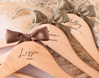 Custom Bridesmaid Hangers | Personalized Hangers for Wedding Dress |Custom Name Engraved Wooden Hanger | Wedding Gifts | Bridesmaid Proposal