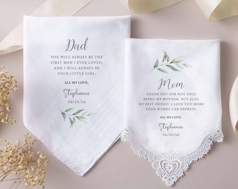 Custom Wedding Handkerchief | Mother of the Groom | Personalized Lace Handkerchief | Wedding Day Gift | Father of Bride, Groom