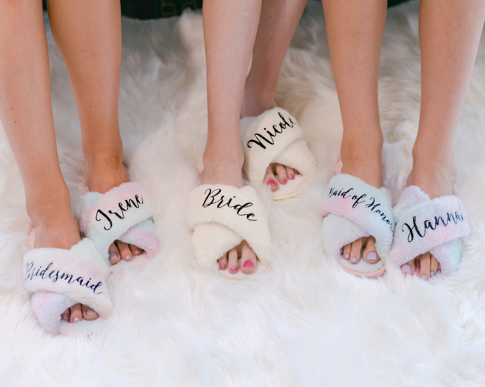fluffy bridesmaid slippers