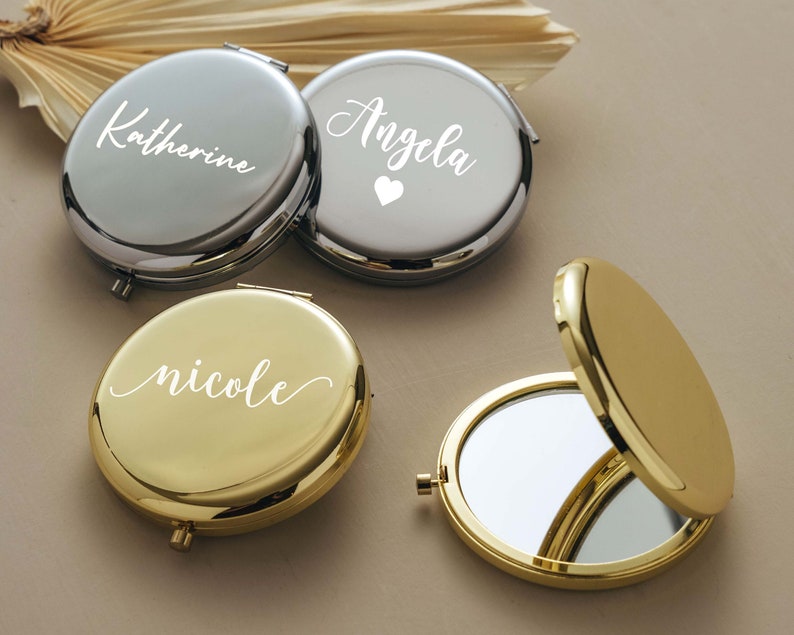 Personalized Compact Mirror Bride Bridesmaid Gifts Bridal Shower Gifts Wedding Gifts Engraved Pocket Mirror for Mother of Bride image 5