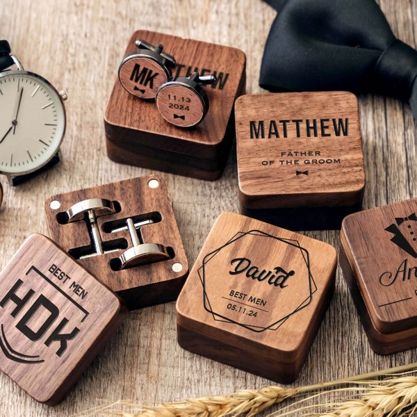 Groomsmen Wooden Cufflinks | Valentines Day Gifts for Him | Groomsmen Proposal | Fathers Day Gift | Custom Cufflinks for Men | Gifts for Dad
