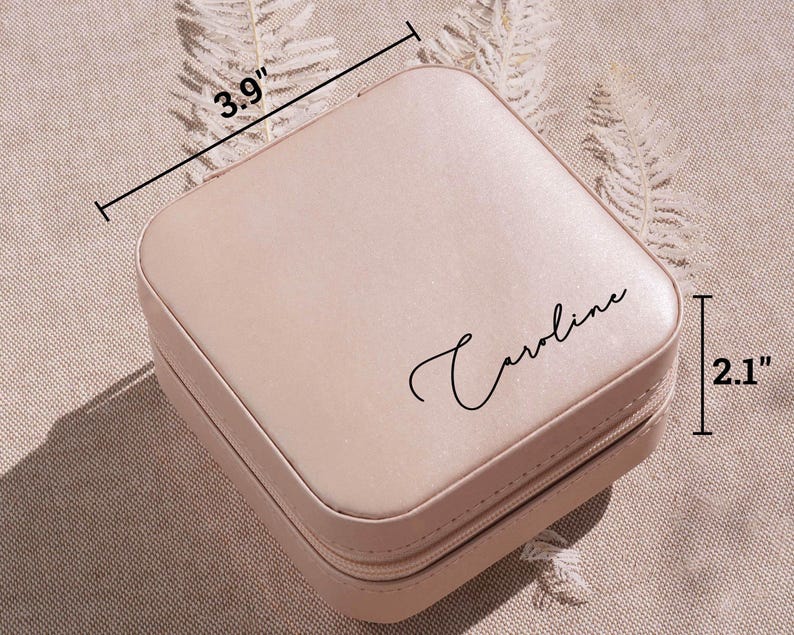 Custom Initial Travel Jewelry Box, Personalized Jewelry Case for Bridesmaid Proposal, Bridal Shower Gift, Travel Essentials [JB01] image 4