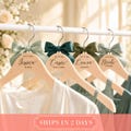 Bridesmaid Proposal Gift Personalized Satin Bow Wooden Hangers For Wedding Party