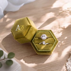 Personalized Velvet Ring Box, Wedding Gift, Detail Photography, Anniversary Gift, Engagement Ring Box, Proposal Ring Bearer [N] image 13