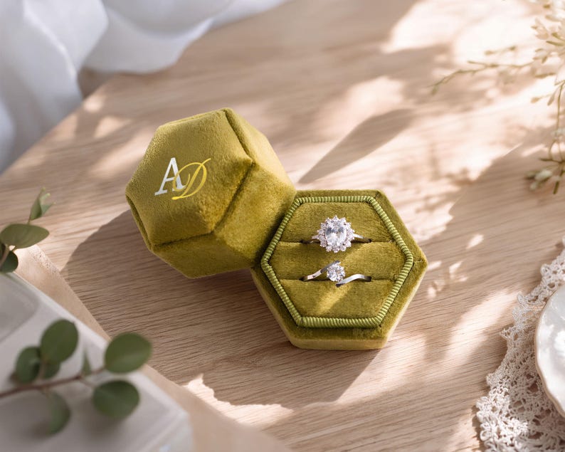 Personalized Velvet Ring Box, Wedding Gift, Detail Photography, Anniversary Gift, Engagement Ring Box, Proposal Ring Bearer [N] image 13