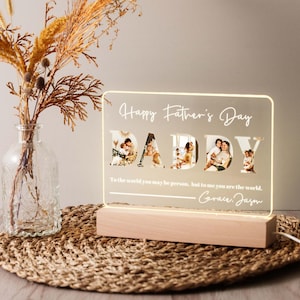 Gifts for Dad, Custom Photo Light, Personalized Gift for Him, Song Plaque, Home Decor