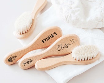 Personalized Wooden Baby Hair Brush Set | Baby Shower Gift | Custom Engraved Baby Brush | Newborn Baby Girl Gifts | New Mom Holiday Gifts