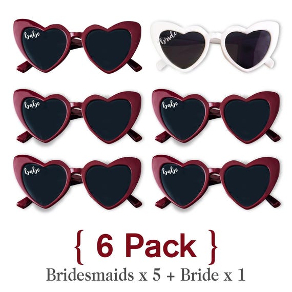 Bachelorette Party Favors, Heart Sunglasses Set of 6  display picture 2