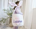 Custom Easter Basket | Embroidered Easter Basket for Kids | Personalized Bunny Baskets | Easter Gifts for Boy & Girl | Easter Bunny Tail Bag