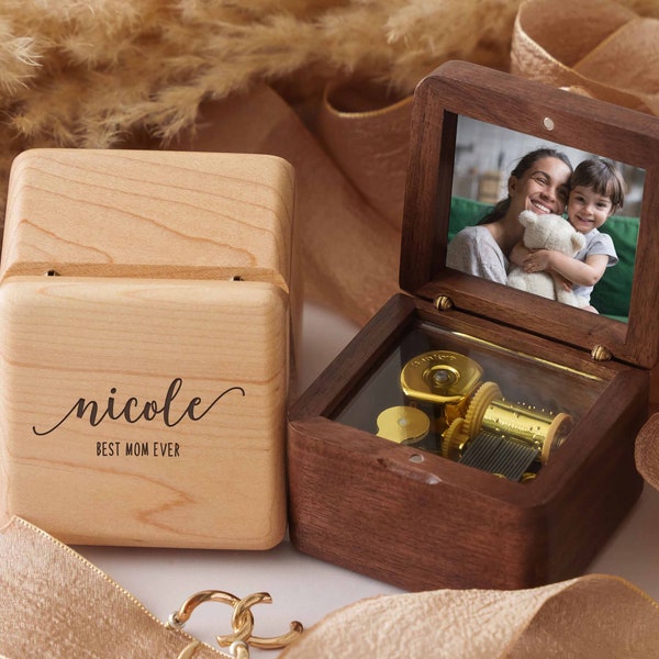 Personalized Music Box Mothers Day Gift | Custom Music Box with Photo | Anniversary Gifts for Boyfriend | Music Gifts for Mom & Dad