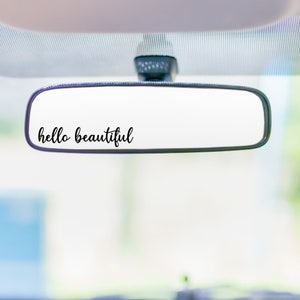 Hallo mooie auto spiegel sticker, achteruitkijkspiegel vastklampen, spiegel vinyl sticker, cadeau voor haar, flirt sticker, sticker voor beker, herinnering sticker