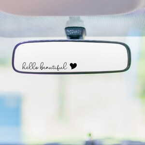 Hallo mooie auto spiegel sticker, hallo mooie achteruitkijkspiegel vastklampen, positiviteit auto spiegel vinyl sticker, cadeau voor haar, cadeau-idee