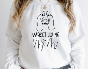 Felpa con scritta "Basset Hound Mom", maglietta da donna con scritta "Cane Mom", regalo per cane, maglietta per cane, felpa con cappuccio per cane, felpa da donna con scritta "Cane Mom"