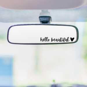 Hallo mooie autospiegel sticker, hallo mooie achteruitkijkspiegel vastklampen, positiviteit auto spiegel vinyl sticker, positiviteit sticker