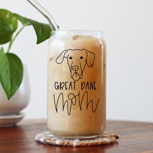 Floppy Ear Great Dane Mom Cup, Dog Owner Cup, Dog Mom Cup, Gift For Dog Mom, Great Dane Coffee Mug, Great Dane Glass Can Coffee Cup