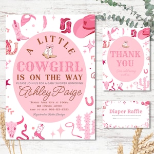 Cowgirl baby shower invitation template, pink western downloadable invite, cowgirl, editable invitation, cowgirl baby shower, western baby