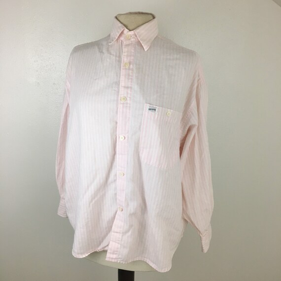 guess striped button up