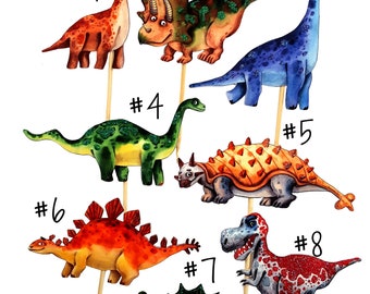 Dinosaur Cupcake Toppers, Birthday Party Decorations, Baking Supplies, Cupcake Picks, Baking Decorations, Dinosaur Party Decor , 1 Dozen