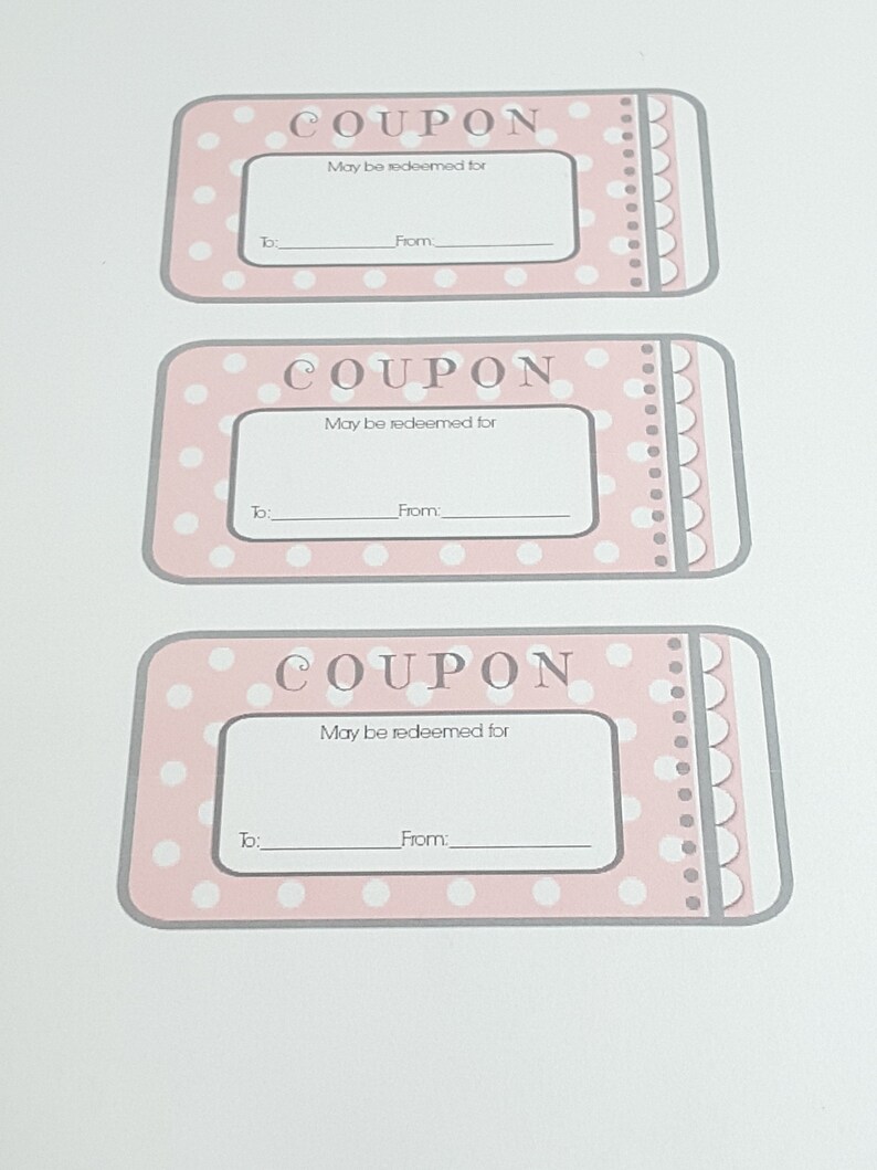 Coupon Digital File Pink and White Polka Dot Blank Coupon Etsy