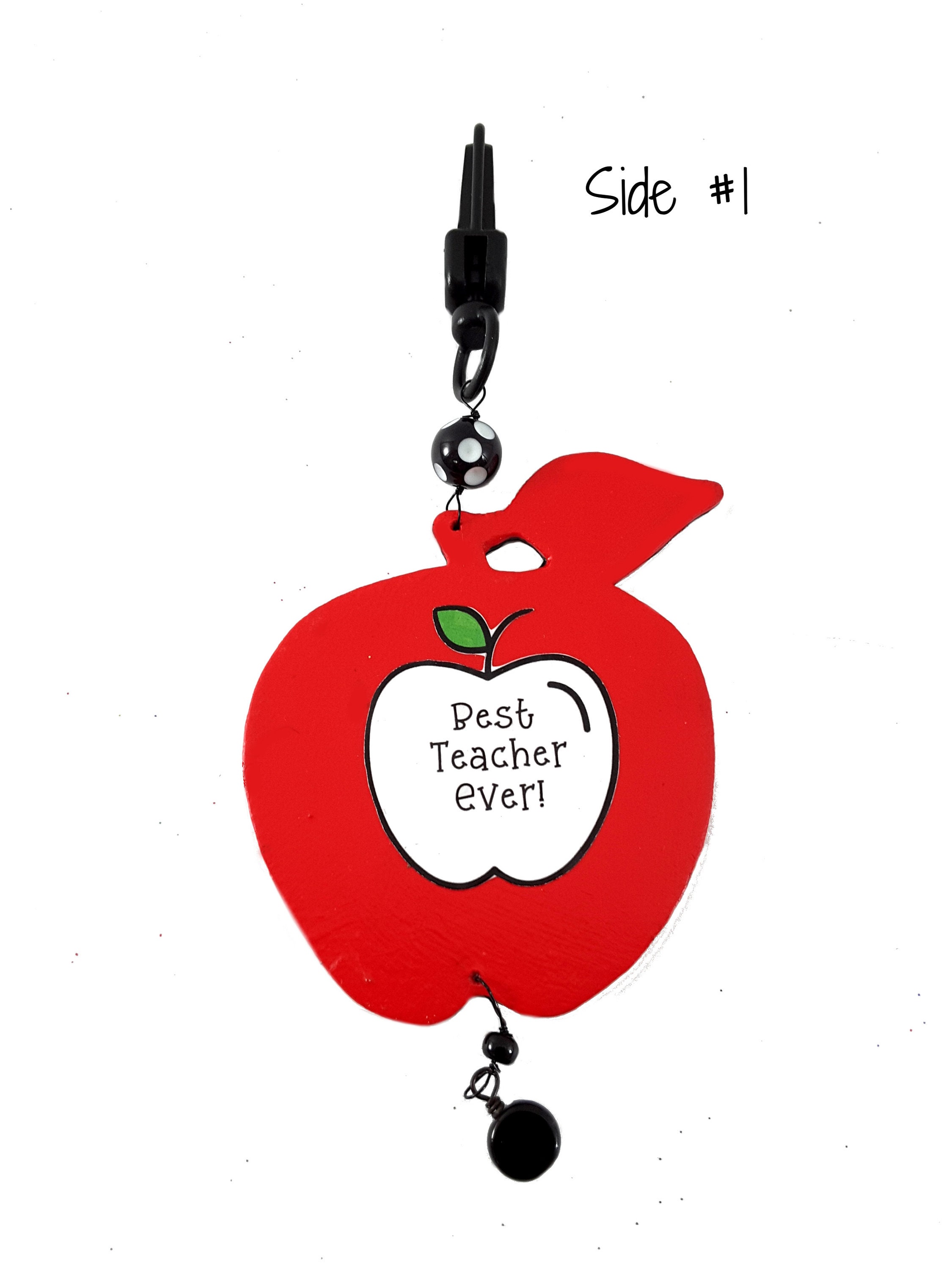 Best Teacher Ever Personalized Wood Apple Charm for Purse or Backpack