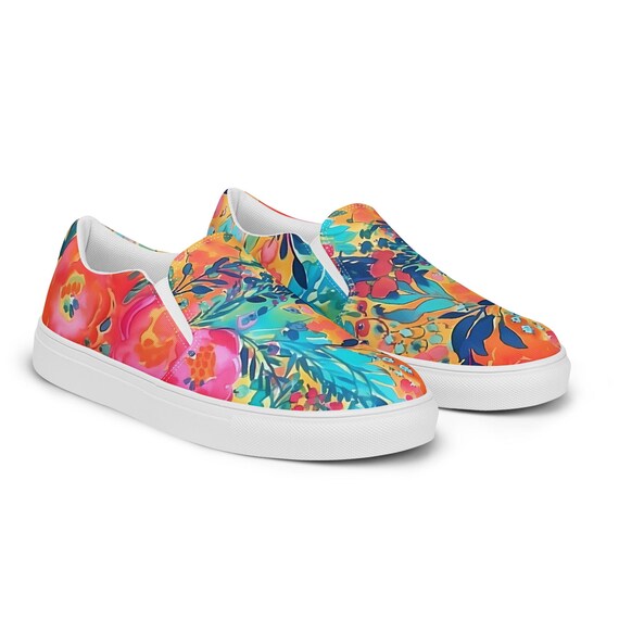 Colorful Patterned Sneakers Cornflower Sneakers: Blue Floral Print Fashion Tennis Shoes  main image 4
