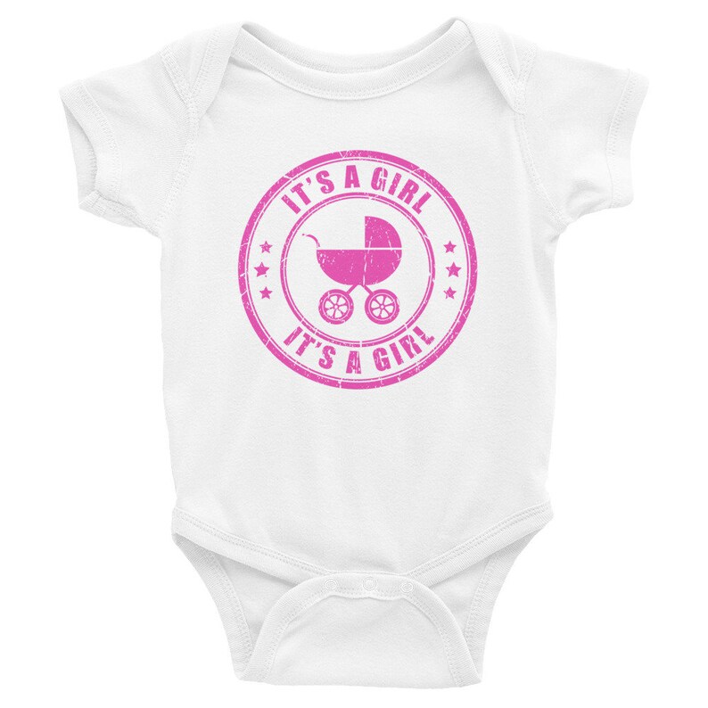 Pink It/'s a Girl Stamp with Baby Carriage Infant Bodysuit