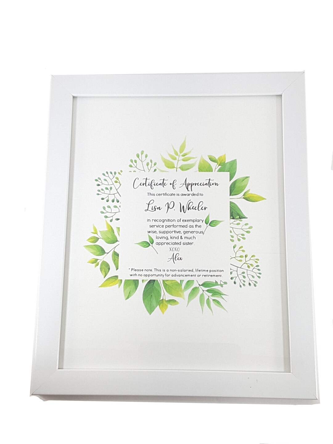 Certificate of Appreciation, Framed, Personalized for Nurses