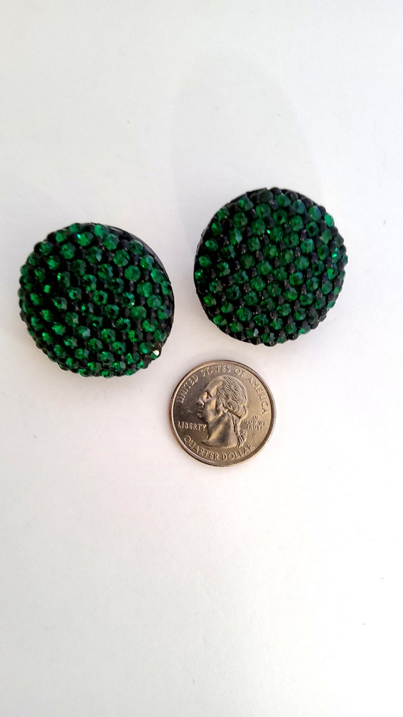 Vintage Rhinestone Button Earrings in Blue, Green… - image 4