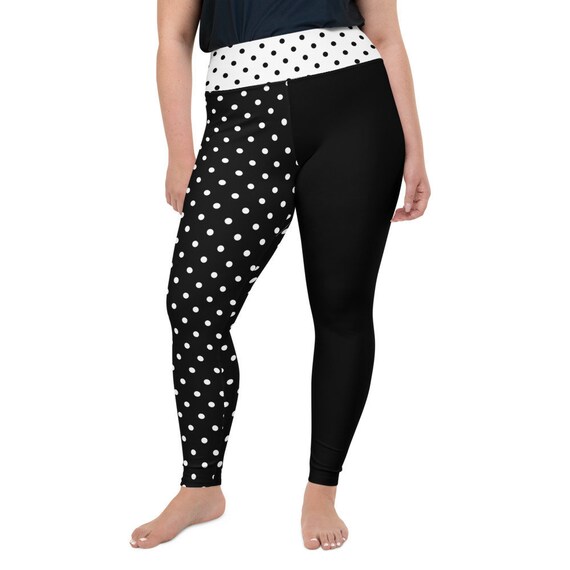 Plus Size Leggings With Black and White Polka Dots Polka Dot