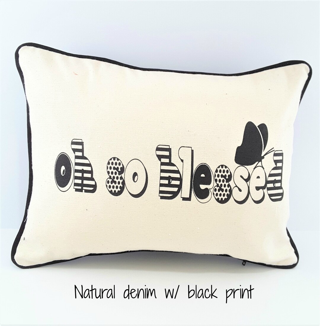 Denim Blessed Pillow Cover, Inspirational Pillow, Novelty Pillow, Throw Pillow, Accent Pillow