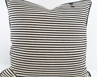Black Stripe Denim Pillow Cover, 20 inch, Home Decor