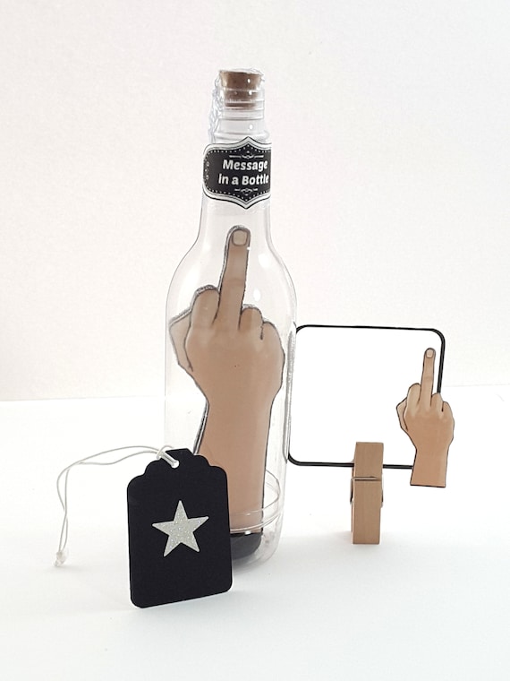 Message in a Bottle, Male Middle Finger, Greeting Card Birthday