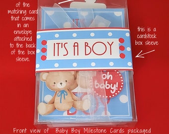 Baby Boy Milestone Cards, Blue and Red, Baby Shower Gift, Expectant Mother, Newborn Gift, Baby Month Cards, Baby Gift, Baby Milestones