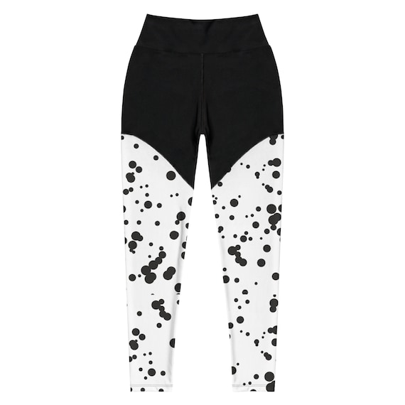 Ink Splatter Compression Leggings, Flattering Non-see-through and Squat- proof Women's Sports Leggings With Butt-lifting Cut, Size XXS to 3XL 