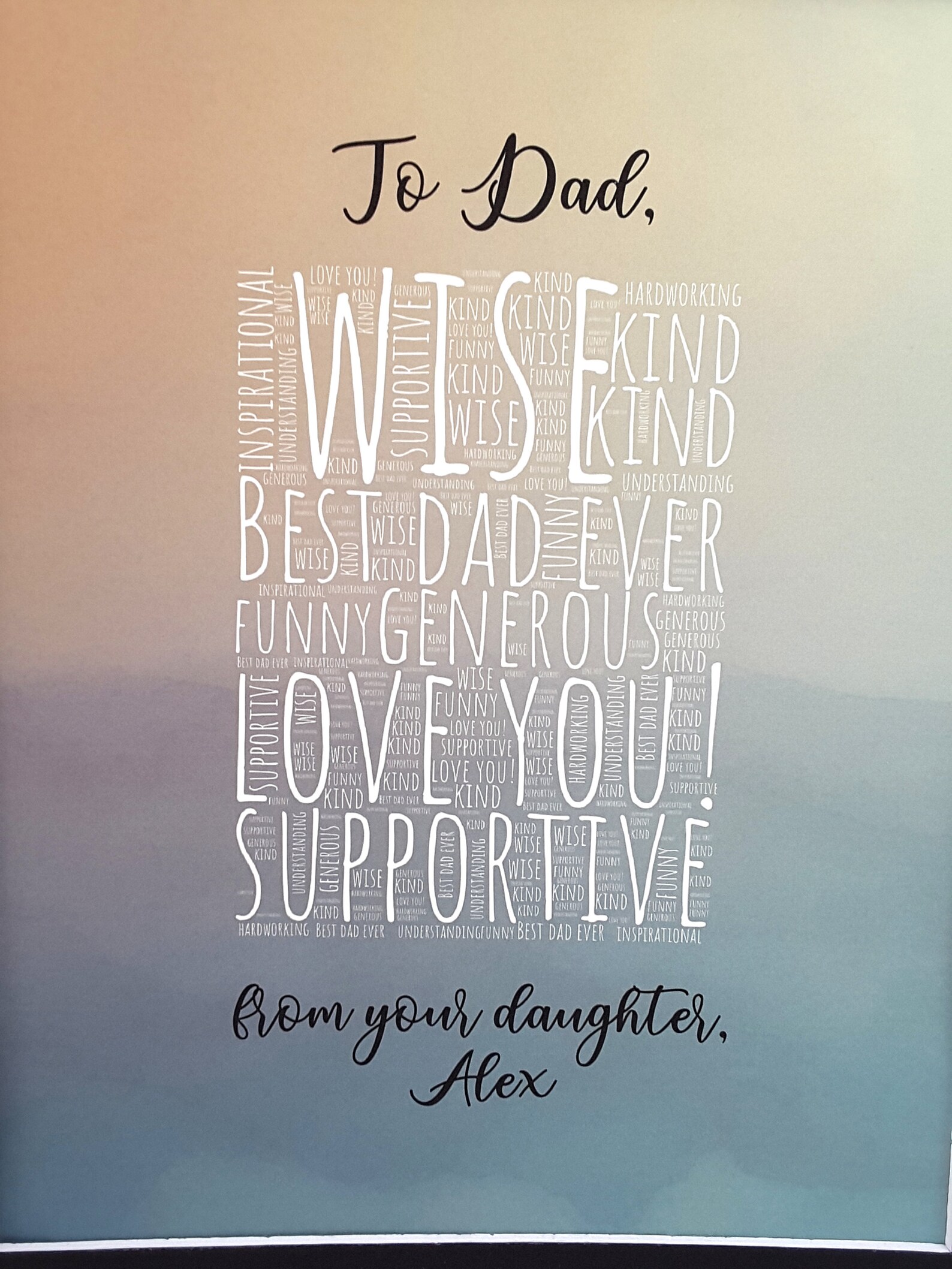 Dad Words of Appreciation for Father's Day or Birthday Etsy