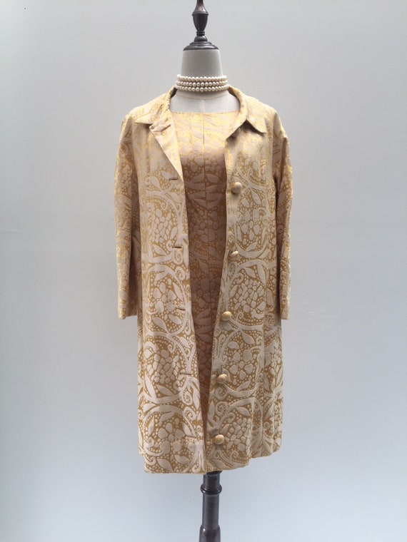 Vintage 50s two-piece jacquard shift dress jacket… - image 1