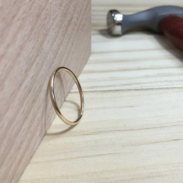 14K Solid Gold Ring - Stacking Rings - Wedding Rings - Thin Stackable Band - Dainty Plain Ring - Simple Ring - Couple Ring - Everyday Wear