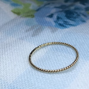 14K Solid Gold Twist Ring - Stacking Rings - Wedding Rings - Thin Stackable Band - Dainty Ring - Simple Ring - Couple Ring - Everyday Wear