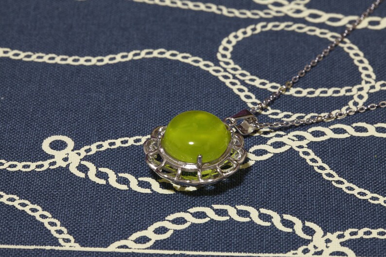 NATURAL PREHNITE Valentine Golden Prehnite Necklace Green Prehnite Necklace Gift Flower Prehnite Pendant Golden Prehnite Pendant