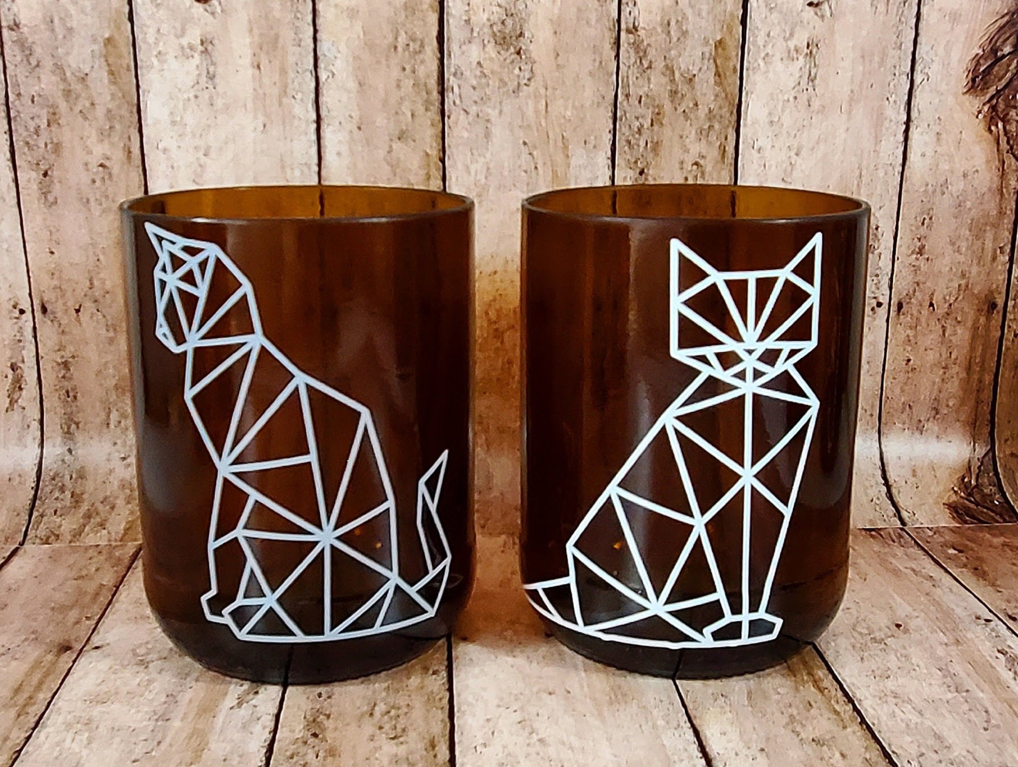 Modern cat glass tumblers (SET OF 2) sealed