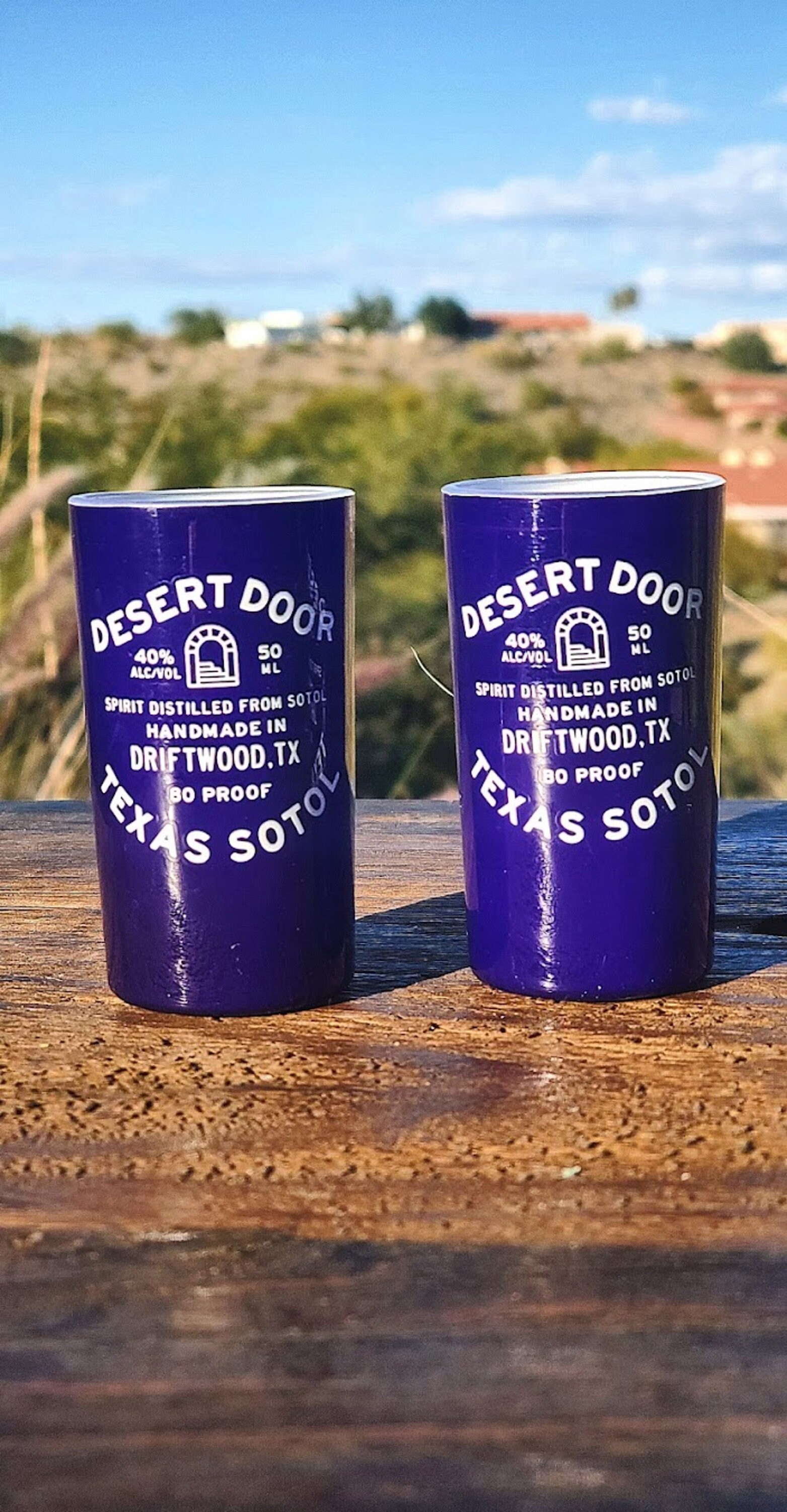 Set of 2 Tequilla blue shot glasses! (Desert Door)