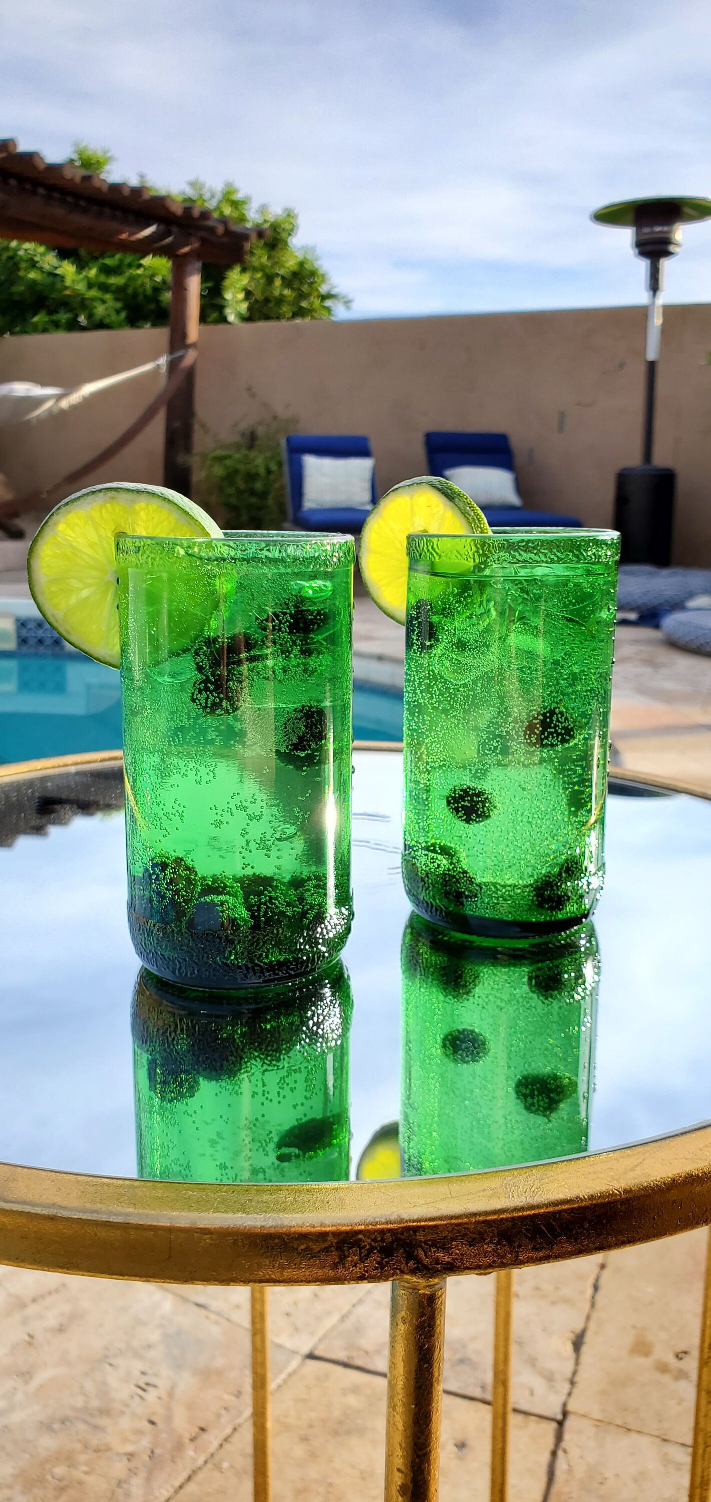 Set of 2 Green Topo Chico Tumbler Glasses